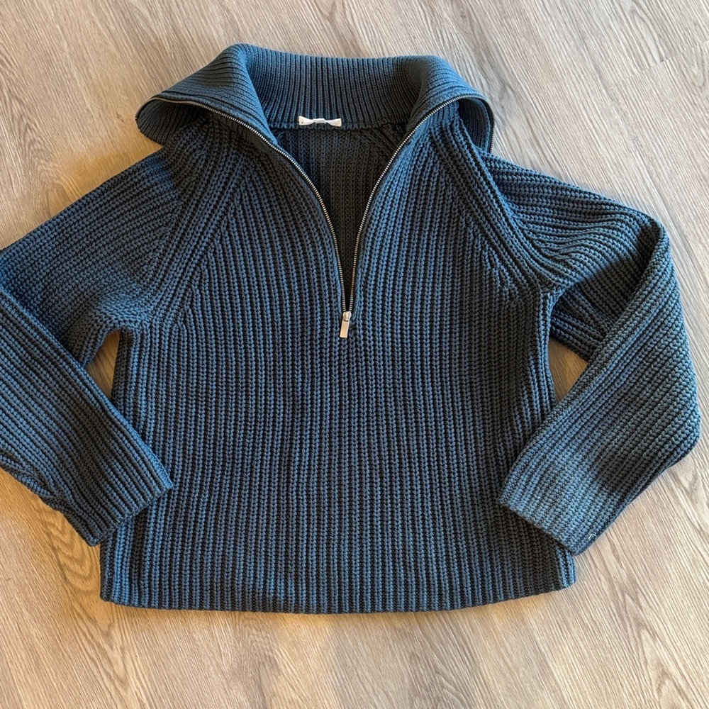 Haven Well Within, by Talbots Blue Cowl Neck Sweater